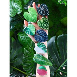 8 Pcs Leaves Phone Holder Green Plant Cell Phone Grip Holder Phone Sockets